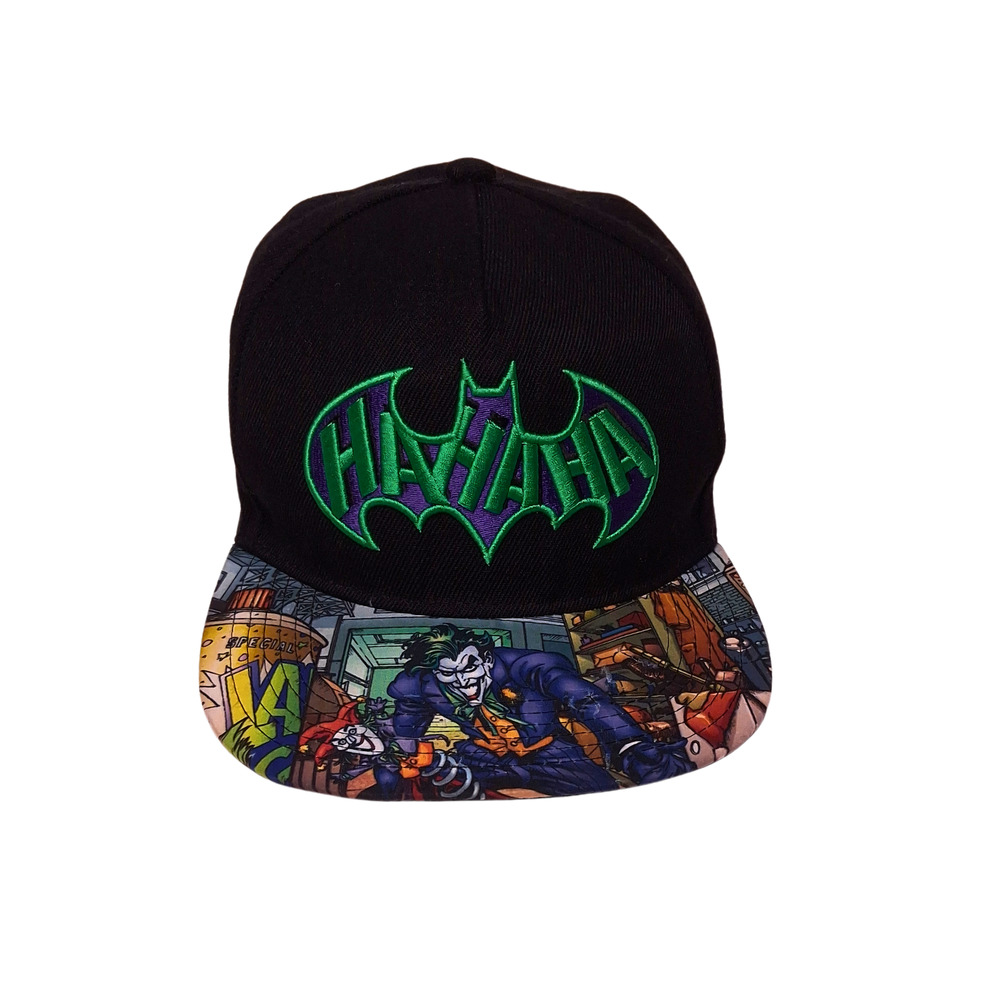 DC Comics Batman Joker HAHAHA Embroidered Snapback Hat Adjustable OSFA Black Cap